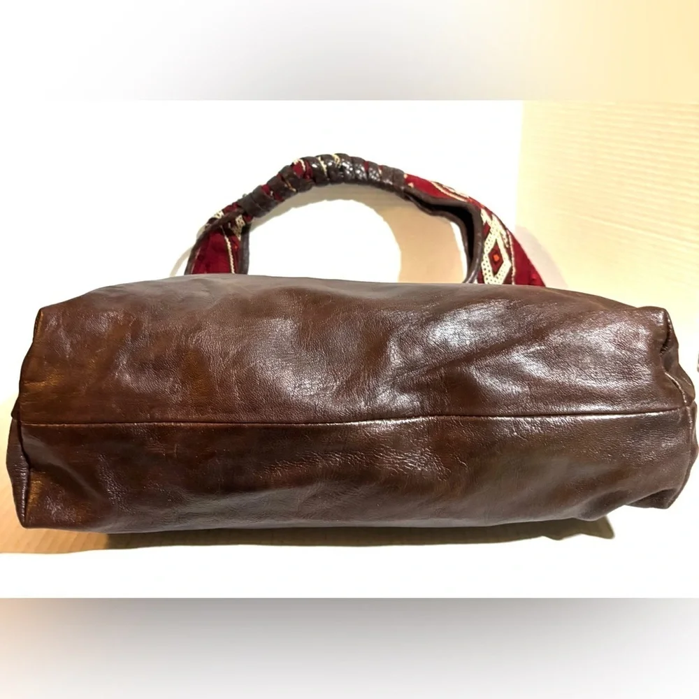 Handmade woven / leather Stylish Red and Brown Patterned Women's Bag